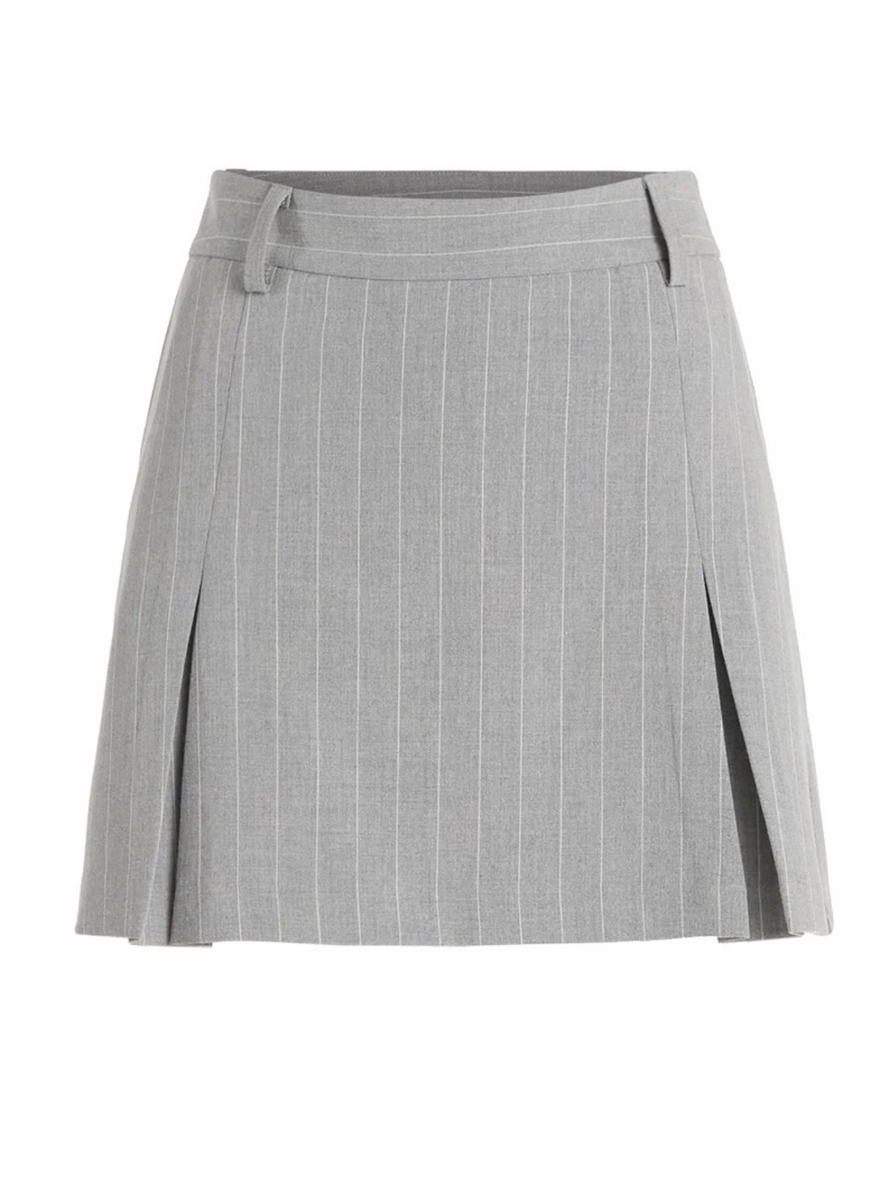 NWT Scoop Women’s Pinstripe Pleated Mini Skirt, Sizes 8 Light Gray